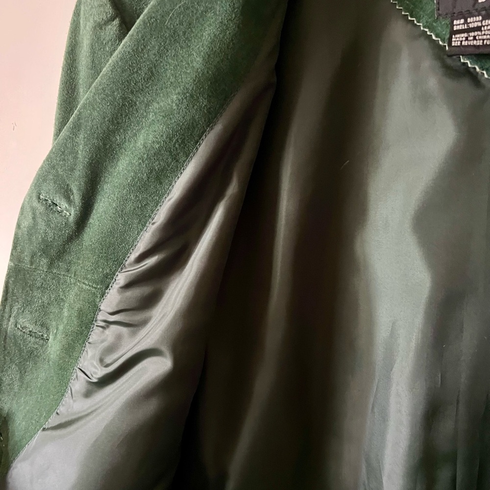 Dennis Basso Green 100% Leather Suede Jacket Sz L. - Picture 10 of 14